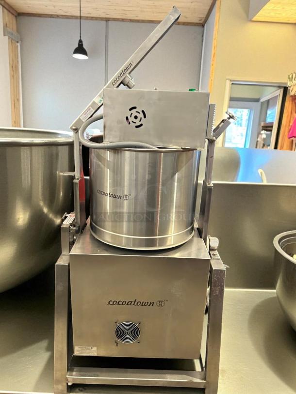 CocoaTown ECGC-65A-AV cacao grinder in outstanding condition, 220V, silver finish, branded markings visible, fully tested.