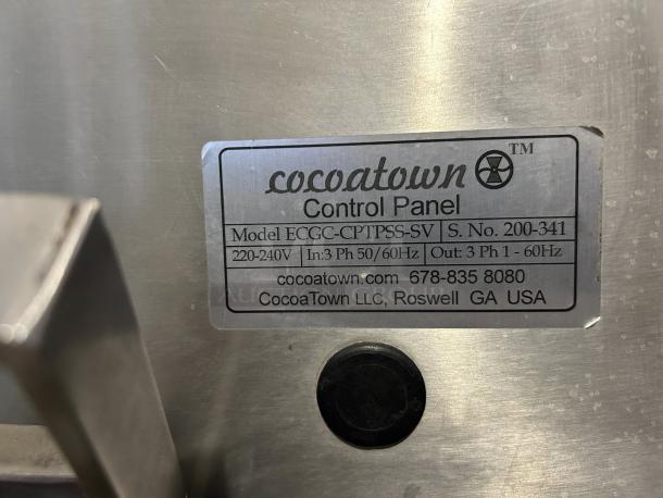 CocoaTown ECGC-65A-AV Cacao Grinder, control panel label, 220V, model details; outstanding condition, fully tested.