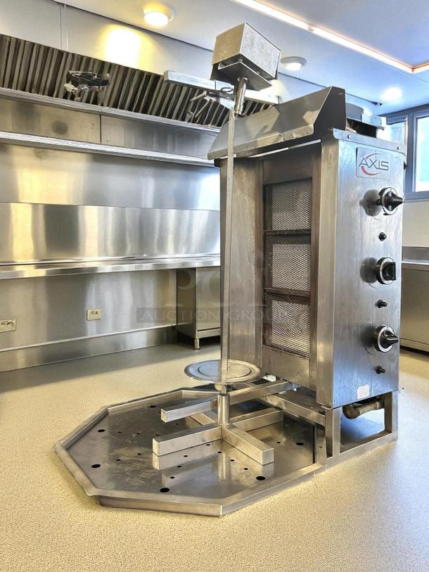 Axis AX-VB3 gas doner gyro shawarma grill machine, stainless steel, natural gas, tested and working, excellent condition.