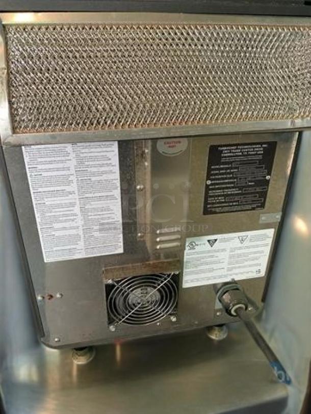 TurboChef NGo Rapid Cook Oven, 208/240V in excellent condition, features rear ventilation and visible safety and operation labels.