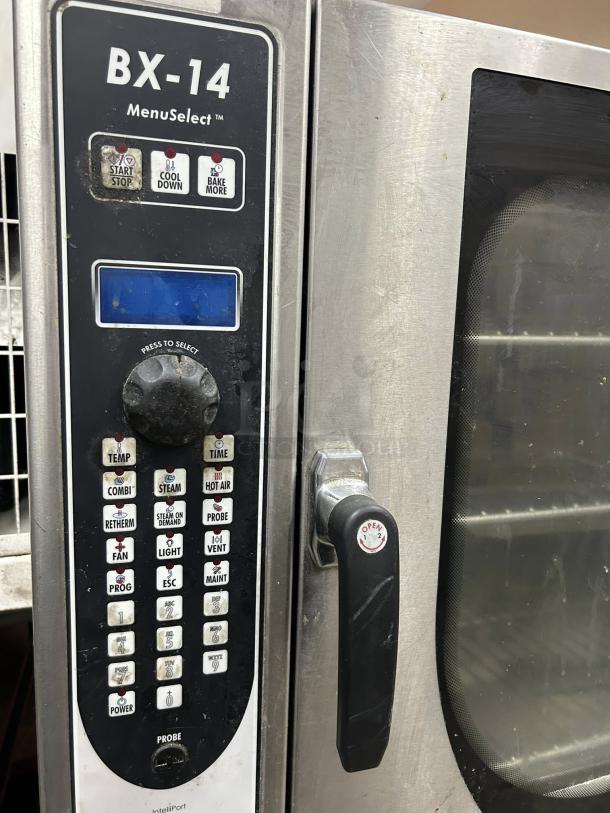 Blodgett BCX-14E electric combi oven and steamer, full-size, semi-auto delimer, menu controls visible, tested working.