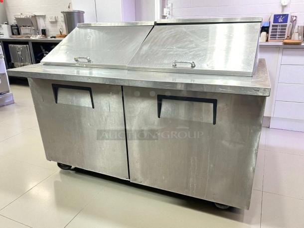 True TSSU-60-24M-B-ST-HC sandwich/salad unit, excellent condition, dual solid doors, stainless steel, hydrocarbon refrigerant.