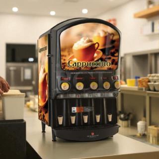 Grindmaster PIC5 five-flavor beverage dispenser in excellent condition, displaying cappuccino option; tested and working.
