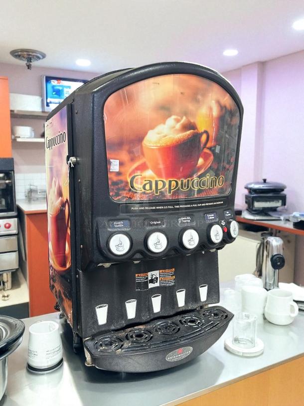 Grindmaster PIC5 powdered beverage dispenser, excellent condition, five flavors, labeled buttons, tested, working.