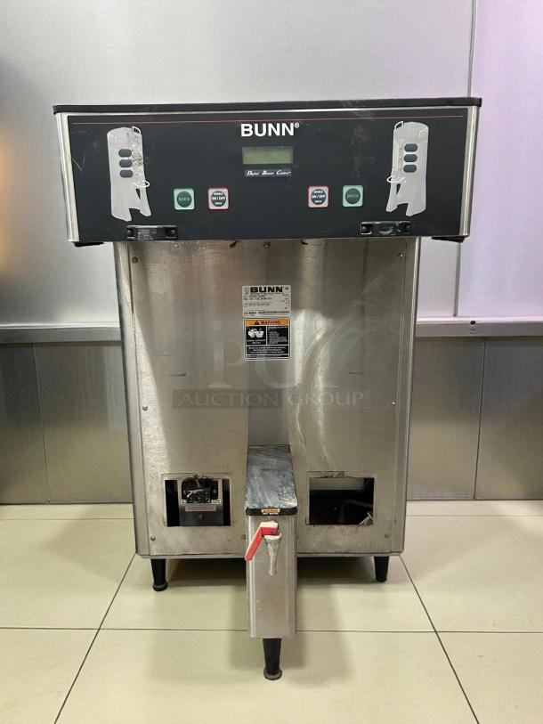 Bunn TF DBC BrewWise Dual Brewer, stainless steel, tested working condition, 120/240V, visible control panel and spout.