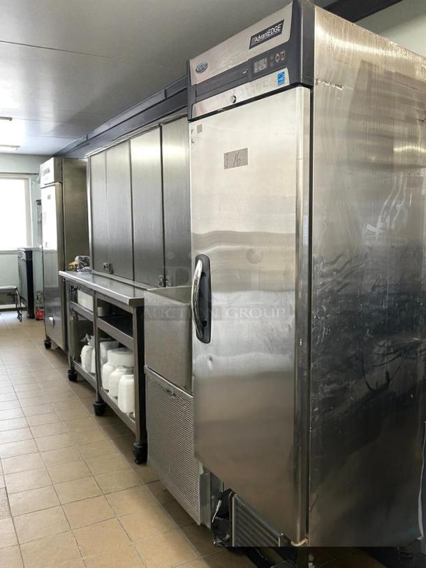 Norlake NLF23-S AdvantEDGE 28" stainless steel reach-in freezer, 23 Cu. Ft., tested, with front panel controls and logo.