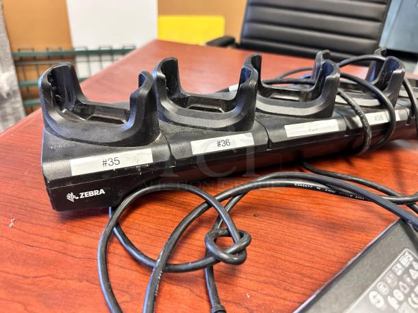 Pristine Zebra 5-Slot Ethernet ShareCradle, Model CRD-TC51-5SCHG-01, for TC51/TC56. Fully tested, labels #35-#38 visible.
