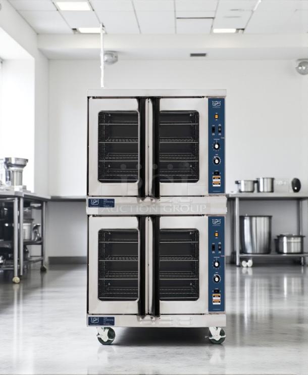 Southbend double-stack gas convection oven, superb condition, fully tested, standard depth, model from Cedar Rapids, IA.