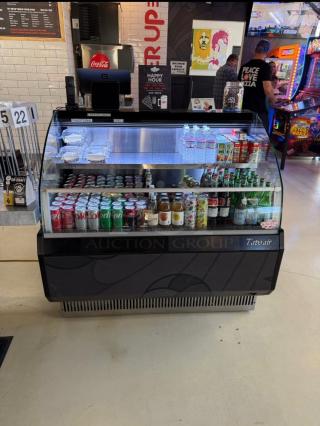 Turbo Air TOM-50LB-N open air cooler, 50" wide, dual level display, immaculate condition, fully tested, 115V.