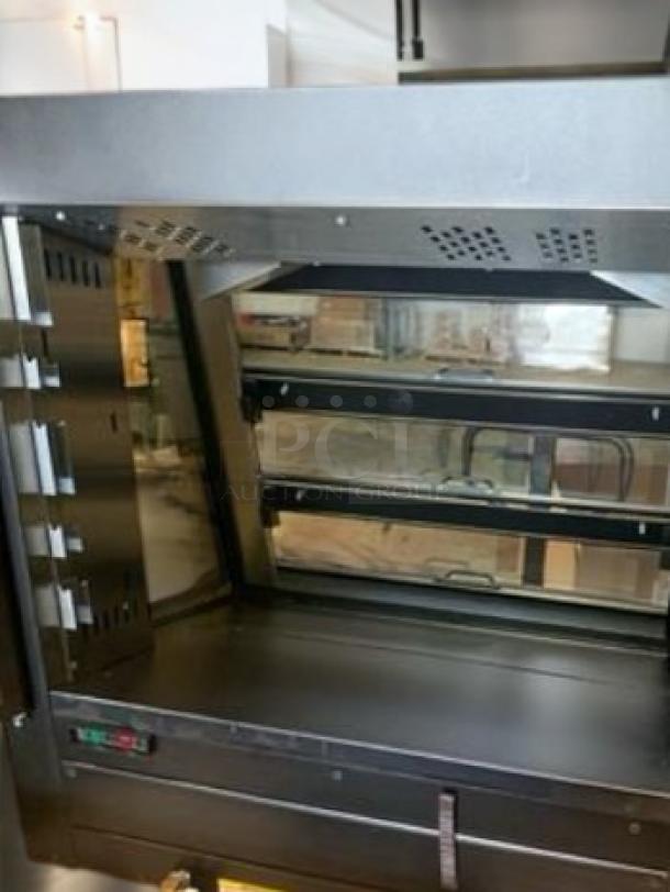 Nemco Hot & Fresh 3-tier heated display cabinet, pristine condition, fully tested, model 120V, by Nemco Food Equipment.