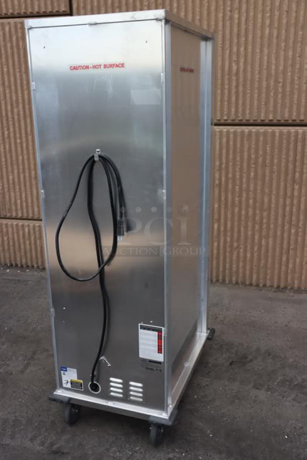 MainStreet Equipment CHP-1836U heated cabinet, full size, non-insulated, clear door, new condition, model visible.