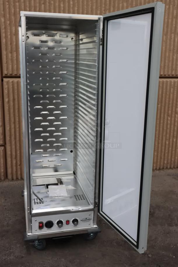 MainStreet Equipment CHP-1836U non-insulated heated holding cabinet with clear door, brand new, scratch-n-dent condition.