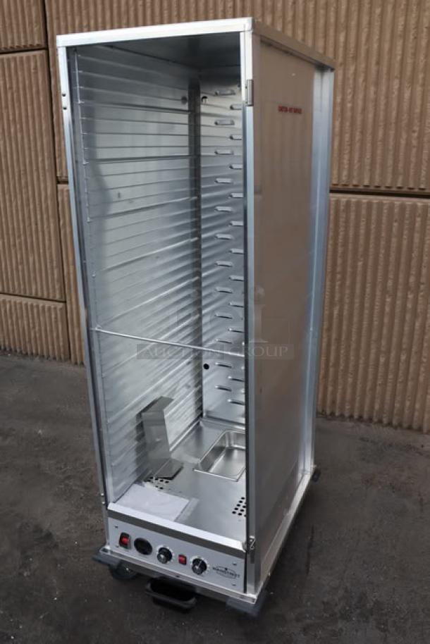 Brand new MainStreet Equipment CHP-1836U heated holding cabinet, model CHP-1836U, missing door, serial 20250103546.