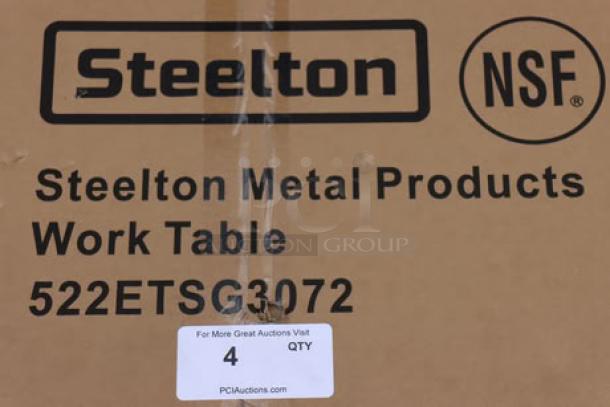 Steelton 30" x 72" stainless steel work table box, model 522ETSG3072. Brand new, scratch-n-dent condition.