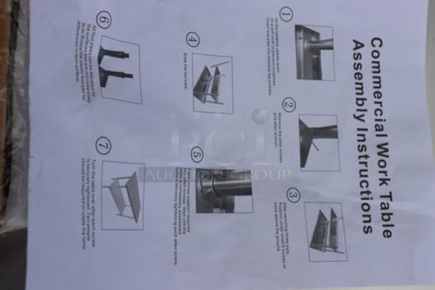 Steelton 30" x 72" stainless steel work table instructions, assembly details for model 522ETSG3072, includes undershelf.