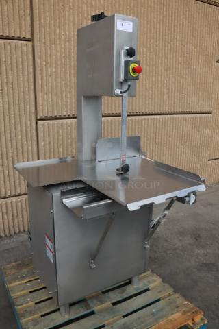ProCut KS-120 vertical band meat saw, 120" blade, floor model, 220V, 3 hp, new scratch-n-dent condition.