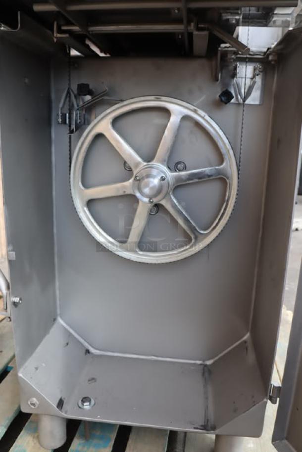 ProCut KS-120 vertical band meat saw; 120" blade; 220V, 3 hp; scratch-n-dent; floor model; S/N: B25-151409.