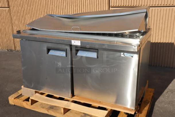 Brand new Avantco APT-60M-HC 60" 2-door mega top refrigerated sandwich prep table, scratch-n-dent condition, 115V.