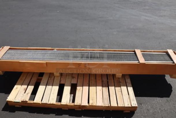 BRAND NEW SCRATCH-N-DENT Regency 600FT12120SS 12" x 120" floor trough with grate, 14-gauge stainless steel, on pallet.