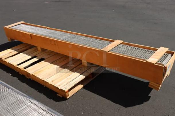 Brand new Regency 600FT12120SS 12" x 120" stainless steel floor trough with grate, scratch-n-dent, 14-gauge.