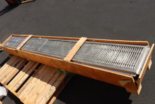Brand new Regency 600FT12120SS 12" x 120" 14-gauge stainless steel floor trough with grate, slight scratch-n-dent condition.
