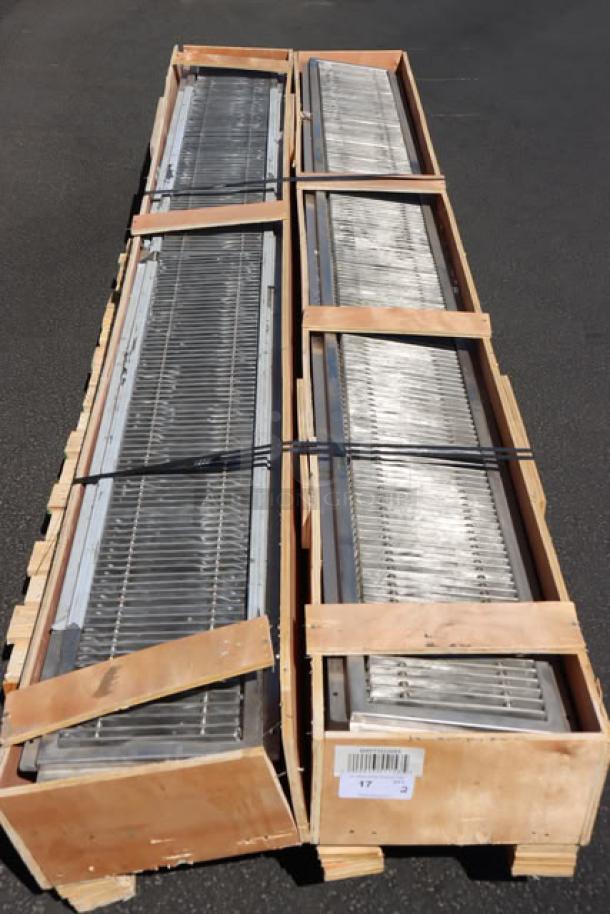 Regency 600FT12120SS 14-gauge stainless steel floor trough with grate, 12"x120", minor scratch-n-dent, new condition.