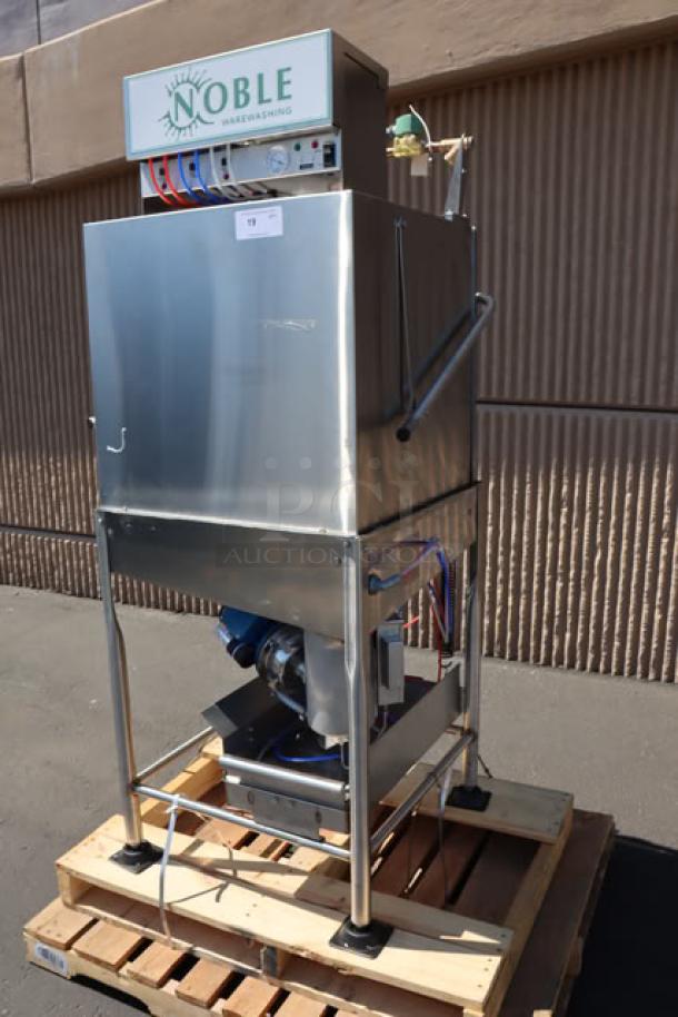 Noble Warewashing I-E dish machine, model 495NOWF1EX, single rack, low temp, door-type, 115V, on pallet, clean condition.