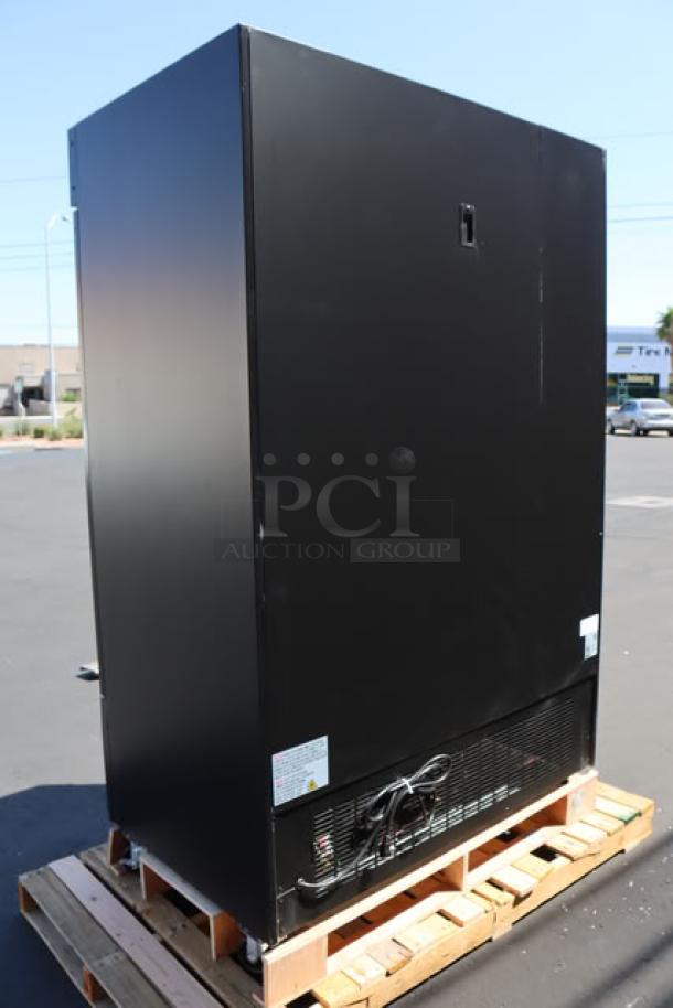 Avantco GDC-49F-HC 53" black merchandiser freezer, brand new, scratch-n-dent, broken glass door, LED lighting.