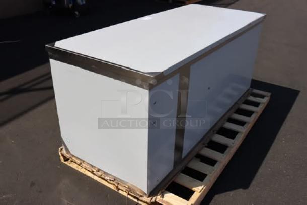 Regency 600EBT3072R stainless steel table, 30"x72", enclosed base, sliding doors, with drawers, on pallet, new condition.