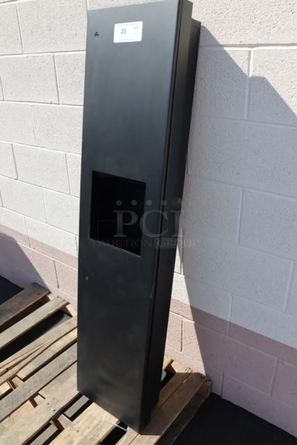 American Specialties Piatto 6462-41 recessed paper towel dispenser with black matte phenolic door, slight scratches/dents.