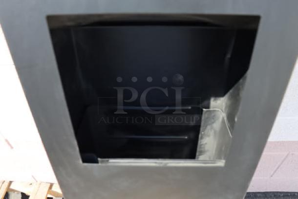 Brand new American Specialties Piatto 6462-41 recessed paper towel dispenser and waste receptacle with black matte phenolic door.