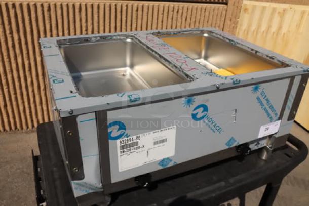 Advance Tabco SW-2E-120 hot food table, brand new, sealed well, labels indicate 120V, 10.67A, 1 Ph, 1,280W. Scratch-n-dent condition.