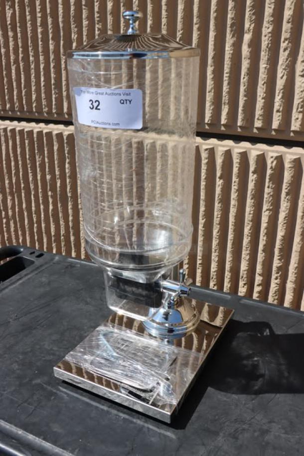 Choice 176CR1D 8L cereal dispenser, single canister, brand new, chrome finish, label reads "32."