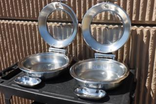 Acopa 6 Qt. Stainless Steel Induction Chafer, model 407IND6CHAF, with glass top and soft-close lid, new, 2 units available.