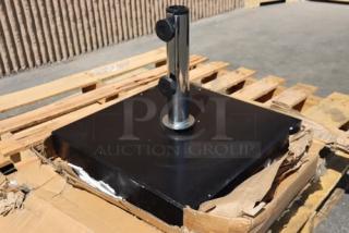 Lancaster Table & Seating 110 lb. square black granite umbrella base, model 427BASEGRNBK, new with scratch and dent.