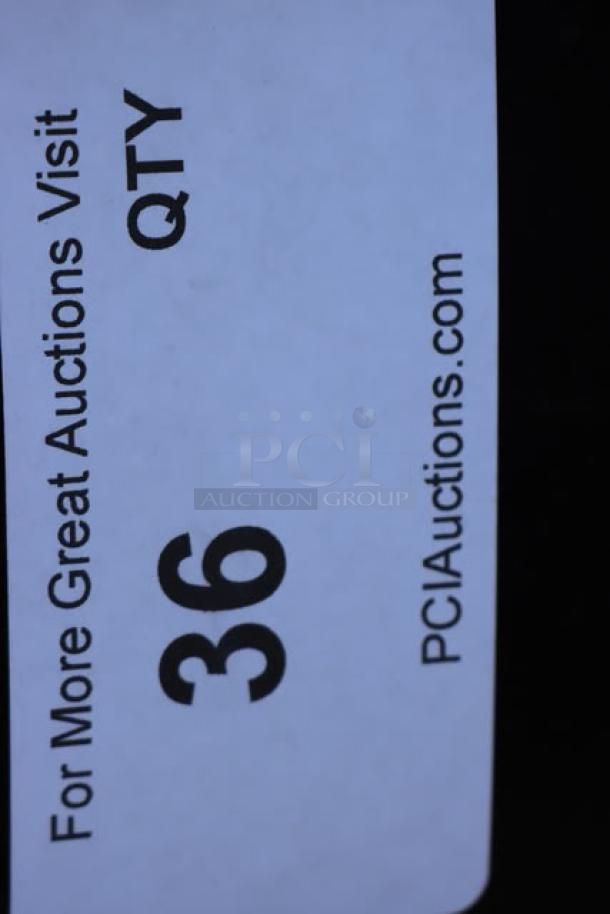 Rubbermaid® FG131600BLA BRUTE black tilt truck, 1.0 cubic yard, 2100 lb. capacity, S/N: 400011228378. Auction tag 36 visible.
