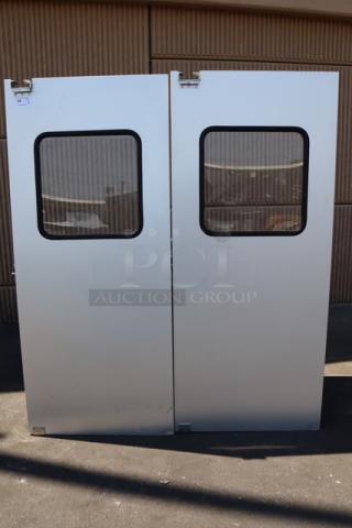 Curtron Service-Pro Series 30 swinging traffic doors, aluminum, 36" x 84" opening. New, with possible scratches and dents.