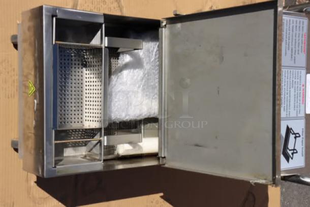 BRAND NEW Fryclone 55 lb. Portable Fryer Oil Filter Machine, Model 259OFM55, perfect condition, lubricant spill visible.