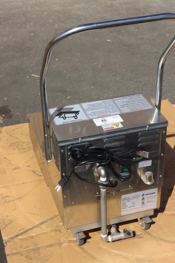 BRAND NEW Fryclone 55 lb. Portable Fryer Oil Filter Machine, Model 259OFM55. Food grade lubricant spill, perfect condition.