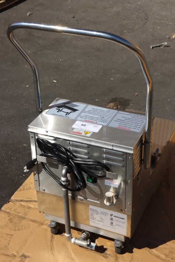 BRAND NEW Fryclone 55 lb. Portable Fryer Oil Filter, Model 259OFM55, perfect condition, out of packaging, food grade lubricant spill.