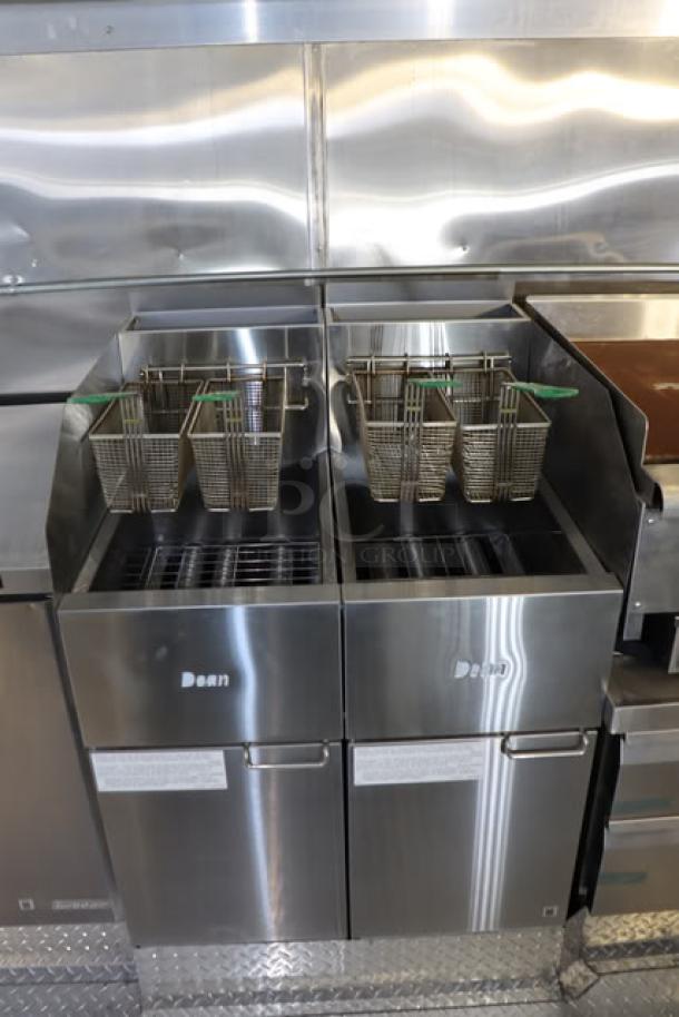 NEW 24' Enterprise Food Trailer interior with stainless steel Dean fryers, never used. Perfect condition. Fully equipped.