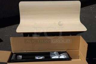 Brand new Plymold Contour 24" x 47" beige table top with 2 matching benches in original packaging. Model CBWL047VEBWBKBW.