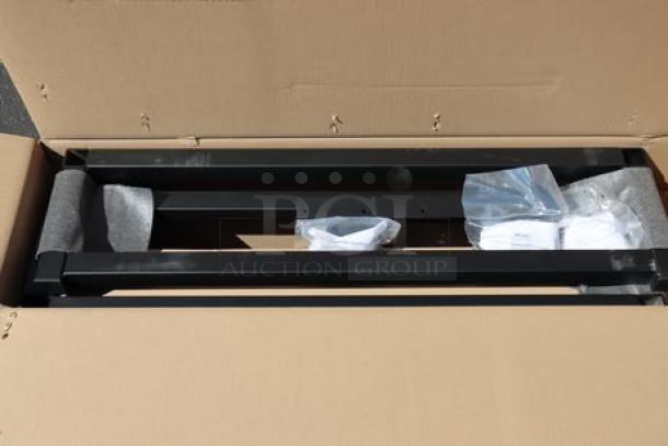 Brand new Plymold Contour table top and two benches, model CBWL047VEBWBKBW, in original packaging.