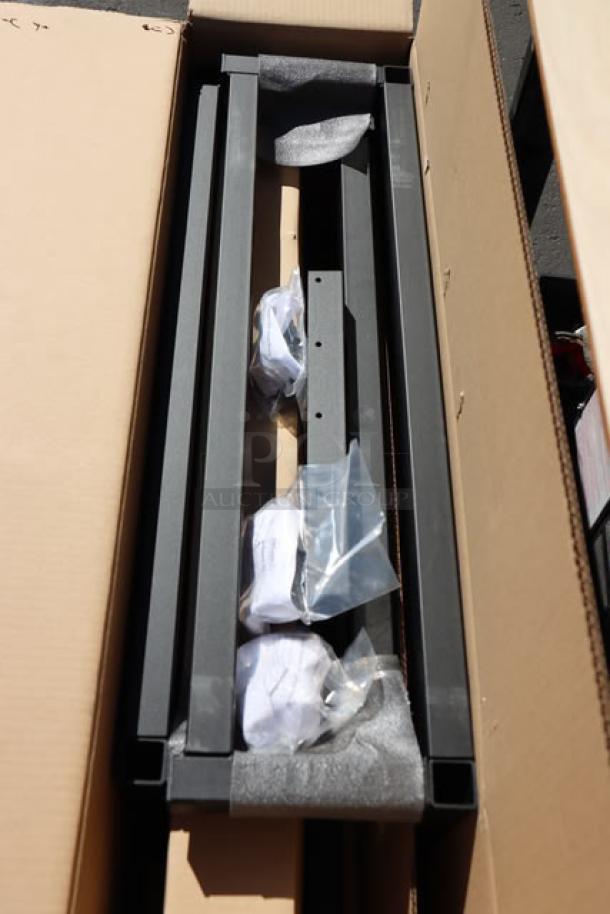 BRAND NEW Plymold Contour table frames and bench frames in box. Model CBWL047VEBWBKBW. Table top and benches not included.