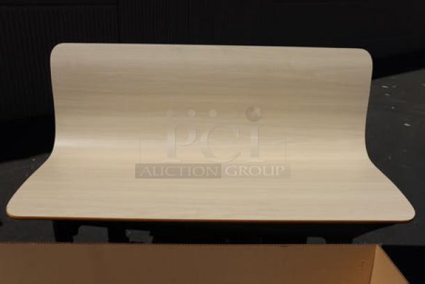 Brand new Plymold Contour beige bench, model CBWL047VEBWBKBW, sleek design, perfect condition.