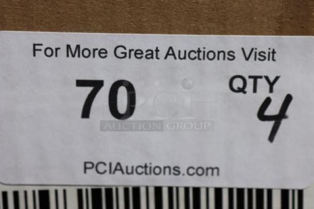 Label showing "For More Great Auctions Visit PCIAuctions.com, 70, QTY 4."