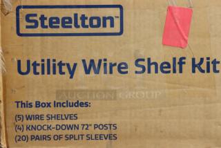 Steelton 465C1836KE5 18"x36" NSF Chrome 5-Shelf Kit, brand new scratch-n-dent, includes 5 wire shelves, 4 posts, 20 split sleeves.
