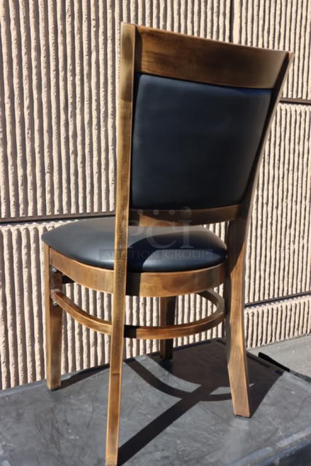 Lancaster Table & Seating Sofia Vintage wood chair, black vinyl seat, slight scratches, no original packaging.