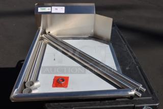 Regency 600CDT24L 2' clean dish table with left drainboard, 16 gauge stainless steel, new, unboxed, includes assembly pieces.