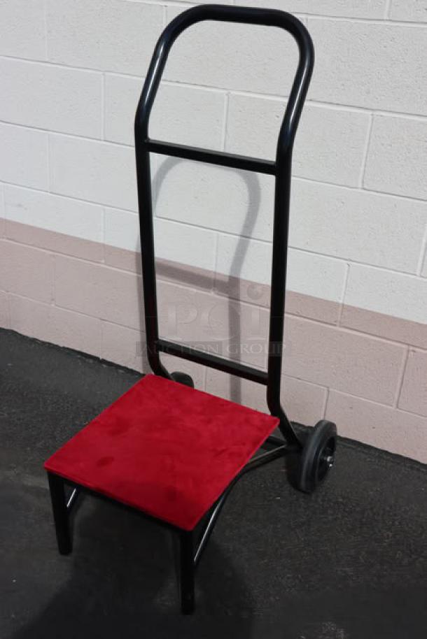 Flash Furniture FD-STK-DOLLY-GG two-wheel stacking chair dolly, brand new, no packaging, red seat pad, durable frame.